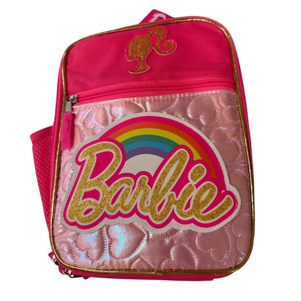 Barbie Pink Lunch Box Rainbow‎ Glitter School Bag